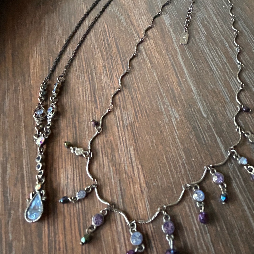 1928 brand necklaces blue & Purple Crystals gunmetal hardware - Picture 15 of 17